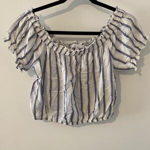 Ten Sixty Sherman Striped Off-Shoulder Crop Top